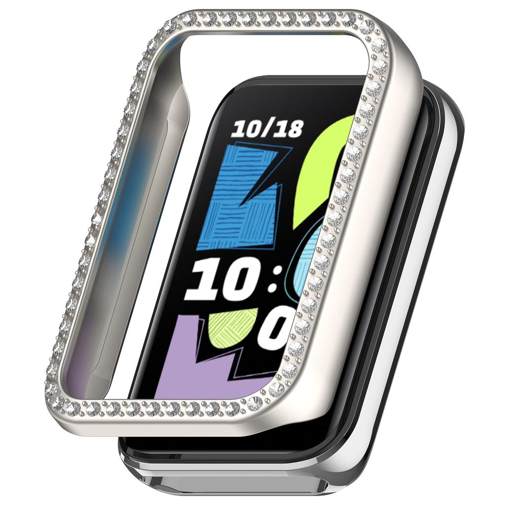 For Honor Band 10 Watch Case Rhinestone Decor Hollow Electroplating PC Watch Cover