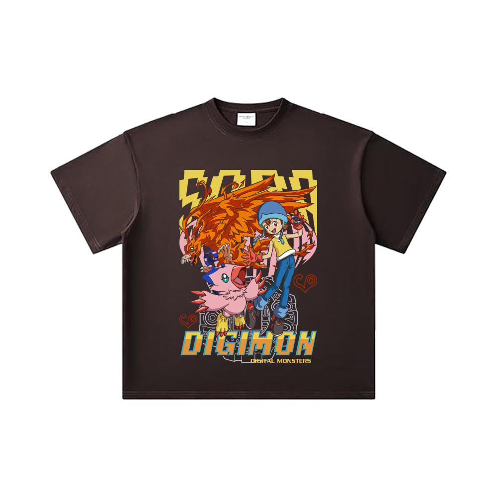 260 GSM Double Yarn 32 Count 100% Cotton Digimon V3 Piyomon Print Unisex Heavy Cotton T Shirt
