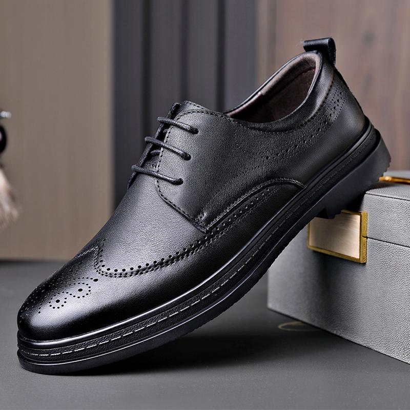 Cheap Leather Shoes Men's Business Dress Shoes Laceup Pointed Toe