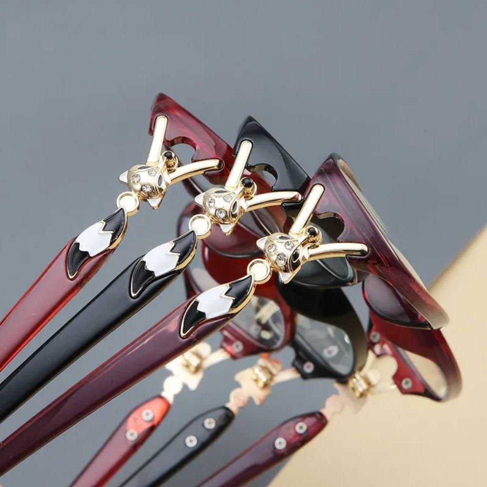 Women Fox Anti-Blue Reading Glasses Ladies Fashion Presbyopic Eyeglasses Computer Prescription Eyewear