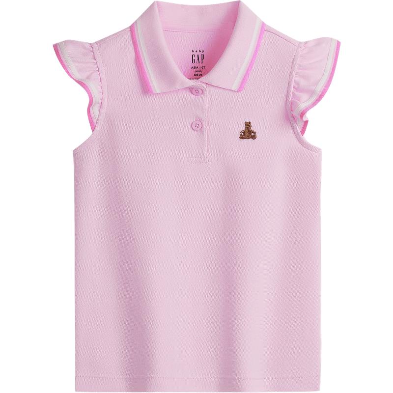 GAP Girls Moisture-Wicking Flutter Sleeve Polo Shirt 100 cm (2-3 Years) белый
