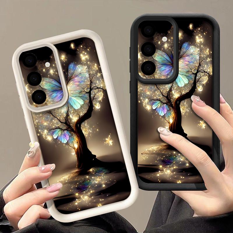 Shining Fantasy Tree Butterfly Case For Samsung Galaxy S26 Ultra S25 Edge S24 Plus S23 S22 S21 FE A54 A15 A25 A35 A55 A16 A26 A36 A56 A17 A37 A57 5G