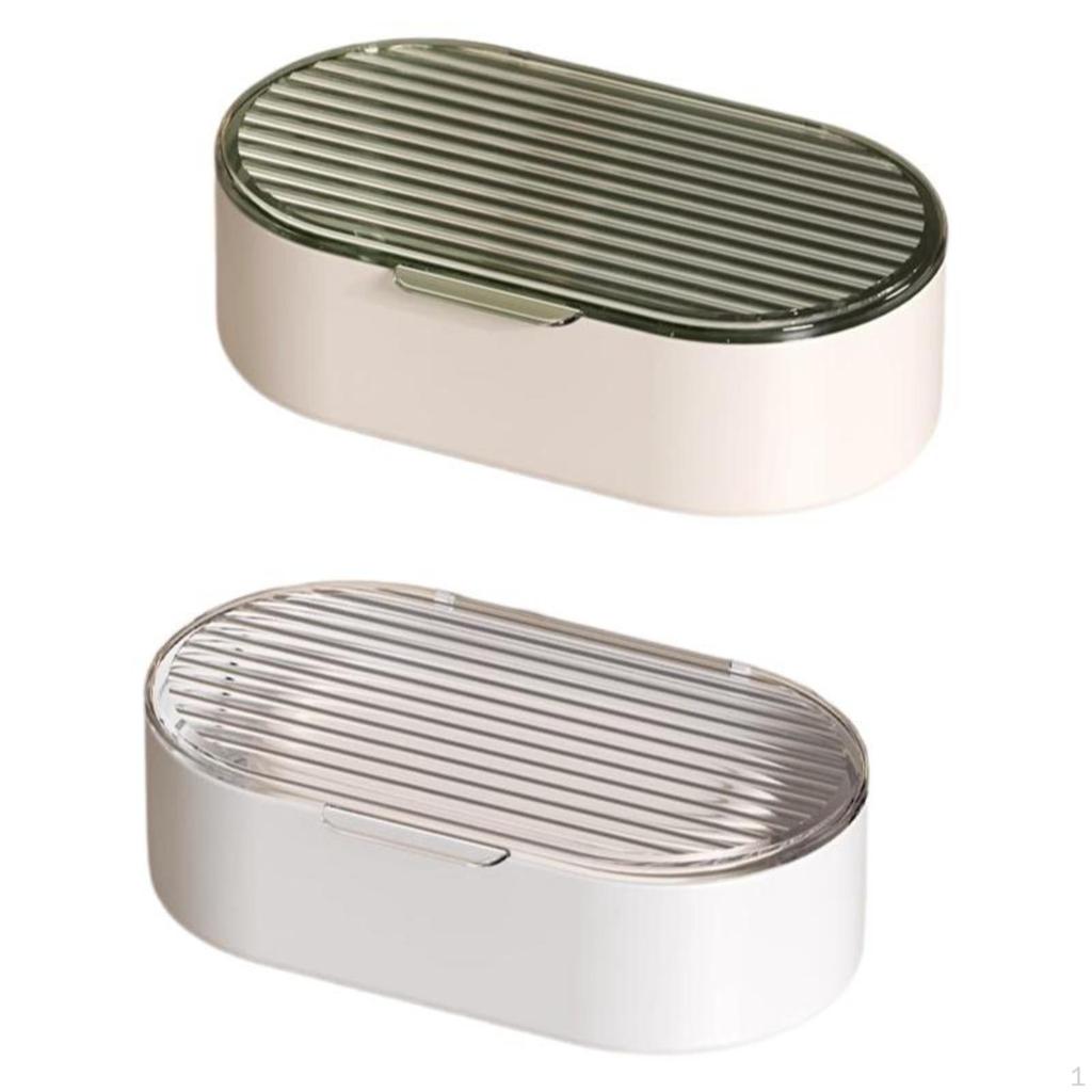 Soap Holder with Lid, Waterdraining, Portable, Bathroom Storage, Hygienic 2 Transparent Gray