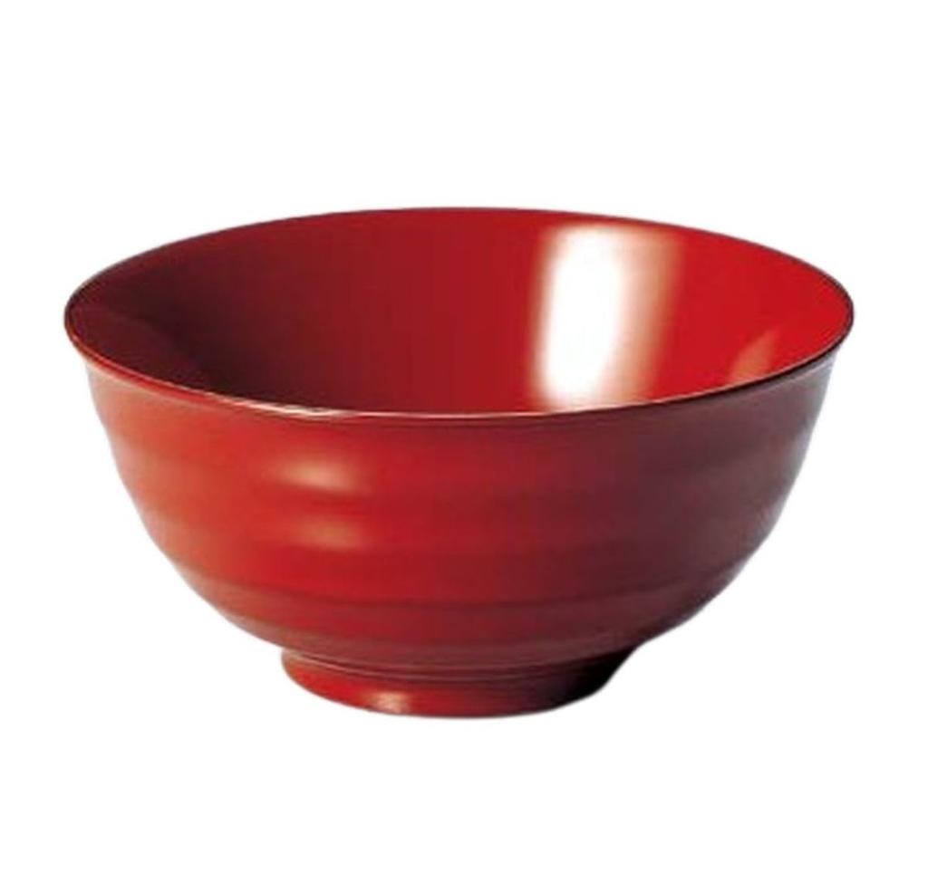 J-kitchens Wooden Rice Bowl, Made in Japan, Planed Pattern, Ancient Vermilion (1 Bowl), 12cm, Hand-painted Lacquer, Part 1