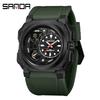 SANDA Neue quadratische Sport Herrenuhr Outdoor LED Elektronischer Stoppuhr Wecker Dual Display Multifunktions Herren Quarzuhr