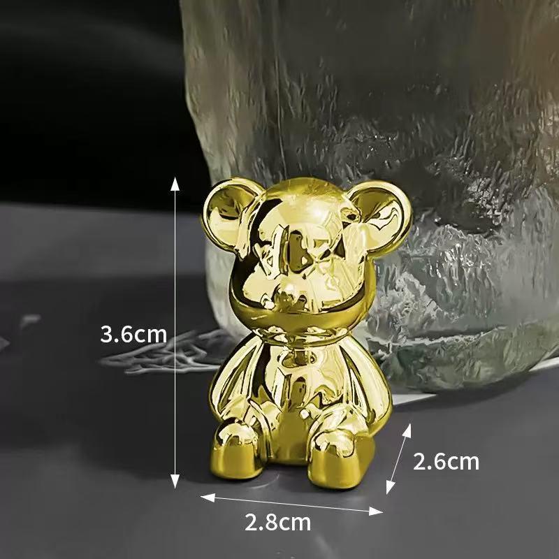 3D Long-Eared Electroplated Rabbit and Ferocious Bear Ornament