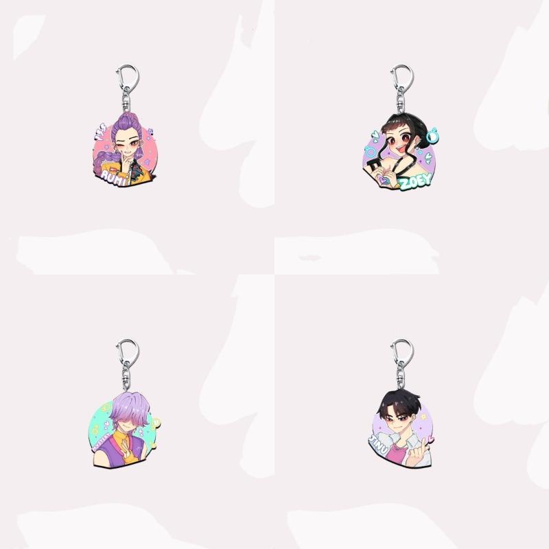 Cute Kpop Demon Hunters Keychains Rumi Mira Zoey Anime Peripheral Acrylic Pendant Backpack Pendant Decoration Fans Toys Gifts