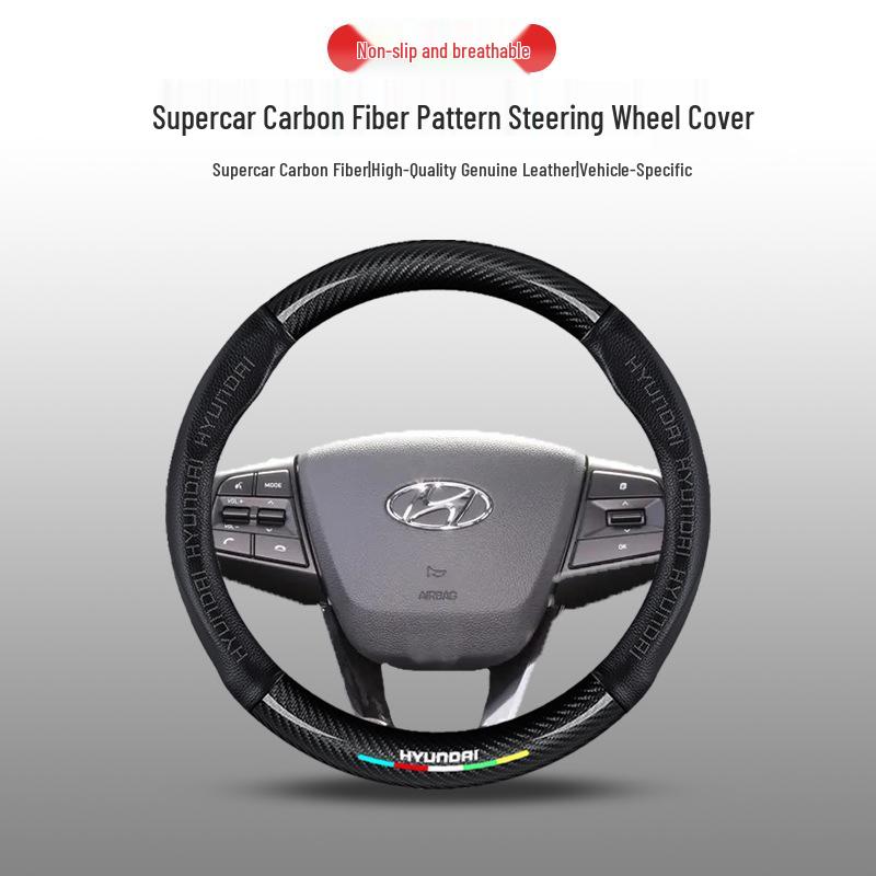 Modern Genuine Leather Steering Wheel Cover for Elantra, Santa Fe, Ix25, Yue Dong, Ix35, Yuelan, Tusheng, Reina