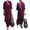 European and American Style Women's Plus Size V-Neck Mid-Sleeve Long Split Dress