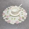 Rose Flower Embroidery Placemat Coaster Cup Pad Table Place Mat Craft Kitchen