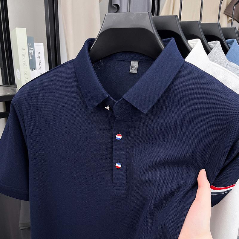 Men'S Short-Sleeved T-Shirt Polo Shirt Business Casual Lapel Pullover Bottoming Shirt Top