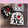 Love Pattern Letter Beanie Knitted Hat For Warm Winter Cap Fashion Breathable