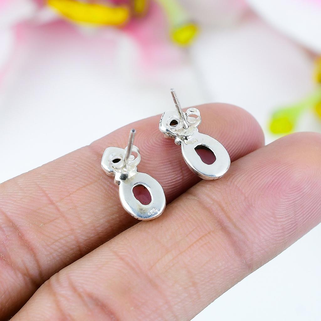 Natural Pink Opal,Peridot 925 Solid Sterling Silver Gift Tops Earring .75" t7M83