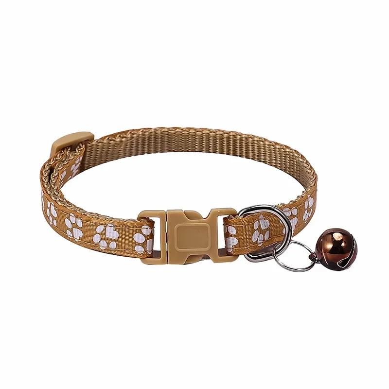 Pet Collar With Bell Cartoon Footprint Colorful Dog Puppy Cat Accessories Kitten Collar Adjustable Safety Bell Ring Necklace Pet