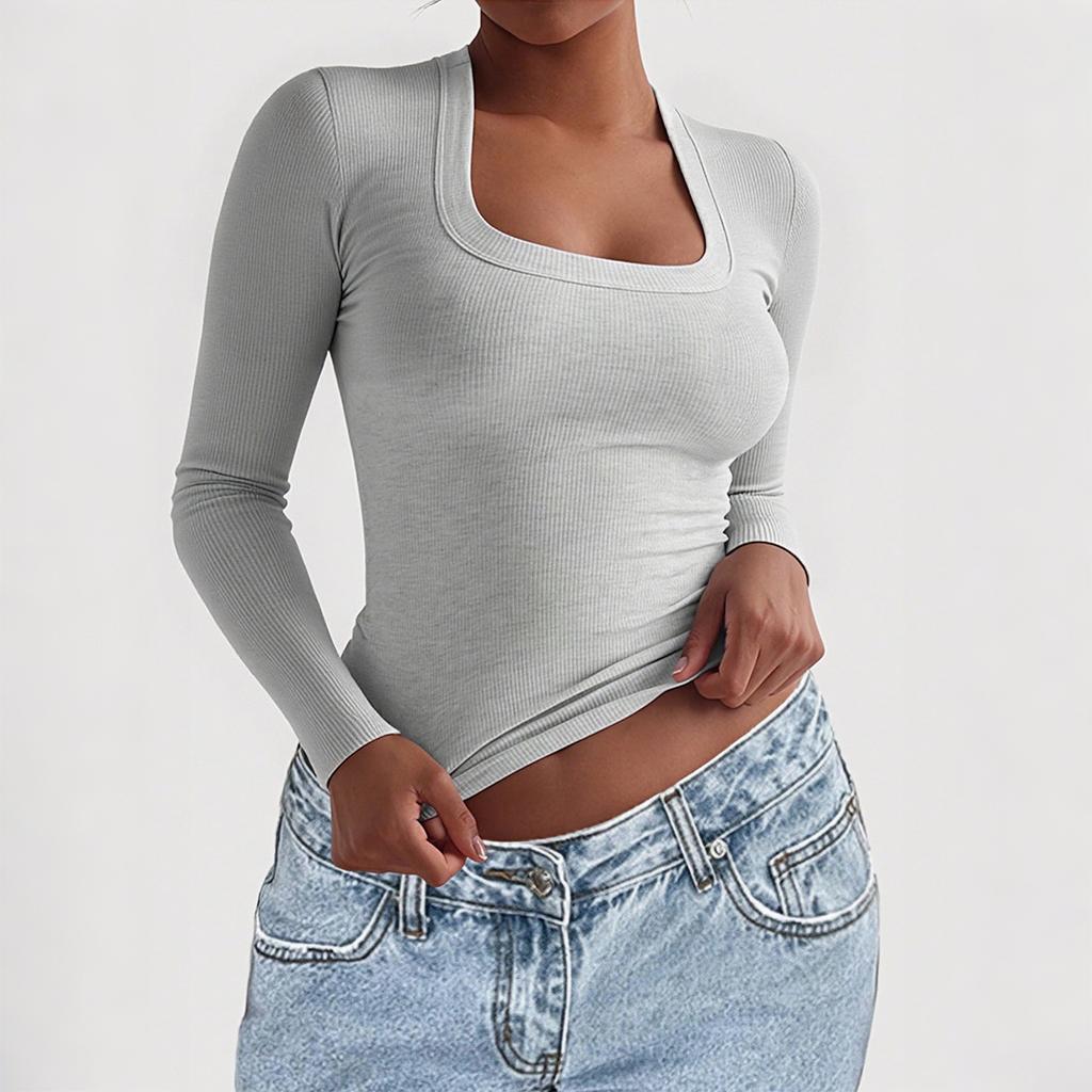 Fashion Y2K Long-sleeved Solid Color Vest T-shirt for Women 2025 Autumn and Winter Versatile Elegant Slim Pullover