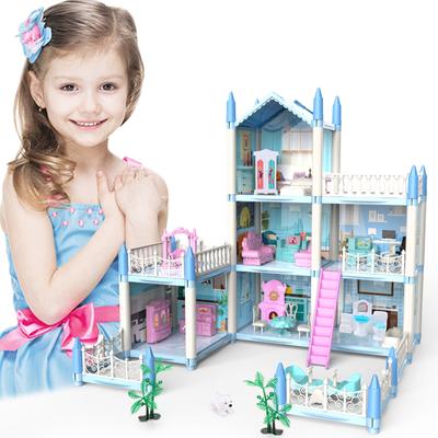 350 Pcs/Set Dollhouse Simulation Castle Toy Kit with Furnitures&Multiple Family Scenarios,Pretend Play Toy Gift for Kids Ages 6+