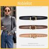 Solid Color Gold Buckle Decoration Women Casual Slim Waist Belt For Daily Use