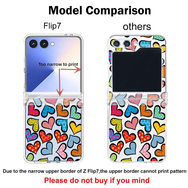 Colorful Leopard Love Heart Case For Samsung Galaxy Z Flip 8 7 FE 6 5 4 Z Flip8 Flip7 Flip6 Flip5 Hinged Clear PC Slim Hard Folding Phone Cover
