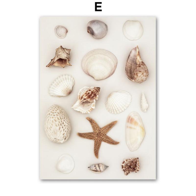 Ocean Velier Plajă Scoică Crabi Melc Peisaj Postere Și Imprimeuri Artă de Perete Pânză Pictură în Ulei Imagini Pentru Decorul Camerei de Zi