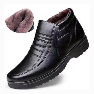 Zapatos Casuales de Cuero Impermeables de Invierno para Hombre Franela de Caña Alta Slip-on Zapatos Casuales Masculinos Goma Zapatos Cálidos de Invierno