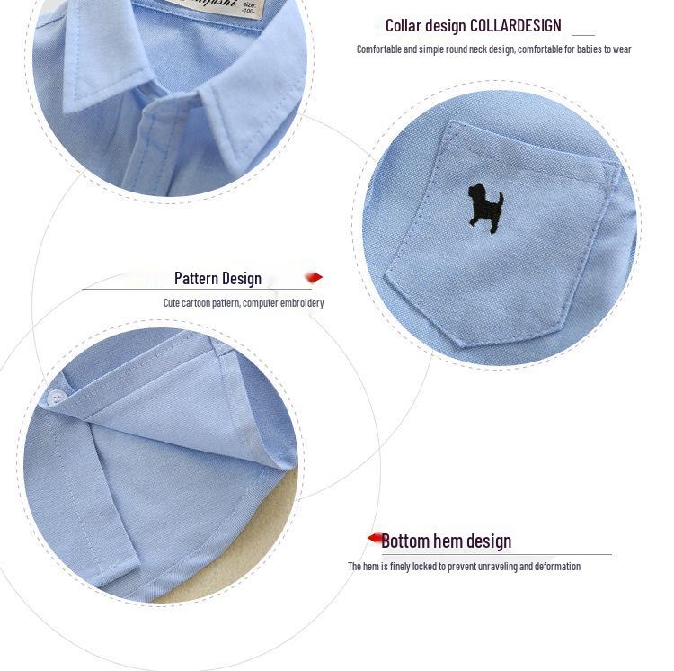 Långärmad tecknad skjorta för pojkar, Åldrar 3-14, Ledig nedvikt krage, Idealisk för vår och höst, Skoluniform eller scenkläder