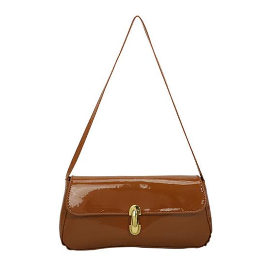 

Glossy Mini Shoulder Bag Small Hobo Handbag Retro Slim Shoulder Purse for Women Dating коричневий