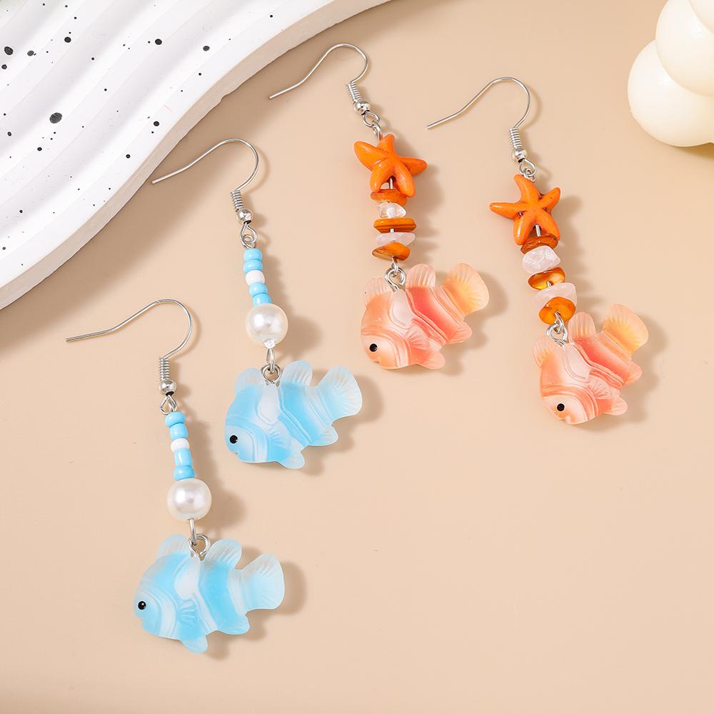 Cute 3D Simulation Clownfish Earrings for Women Girls Summer Beach Dangle Earrings Kid's Jewelry Gifts