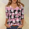 Women's T Shirt CHristmas Print 3/4 Sleeve Daily Weekend Fashion Basic V- Neck Regular Top