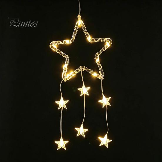Gift for Holiday Decoration LED Christmas Window Star Decoration, Battery Operated Hanging Warm String Lights Lighted Shaped Light Walls, Windows,