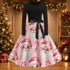 Women's Casual Vintage Christmas Print Neck Dress