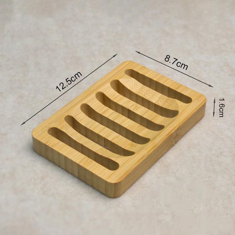 1Pcs Natural Bamboo Soap Dish With Self Draining Slots Durable For Bathroom Kitchen Shower Sink