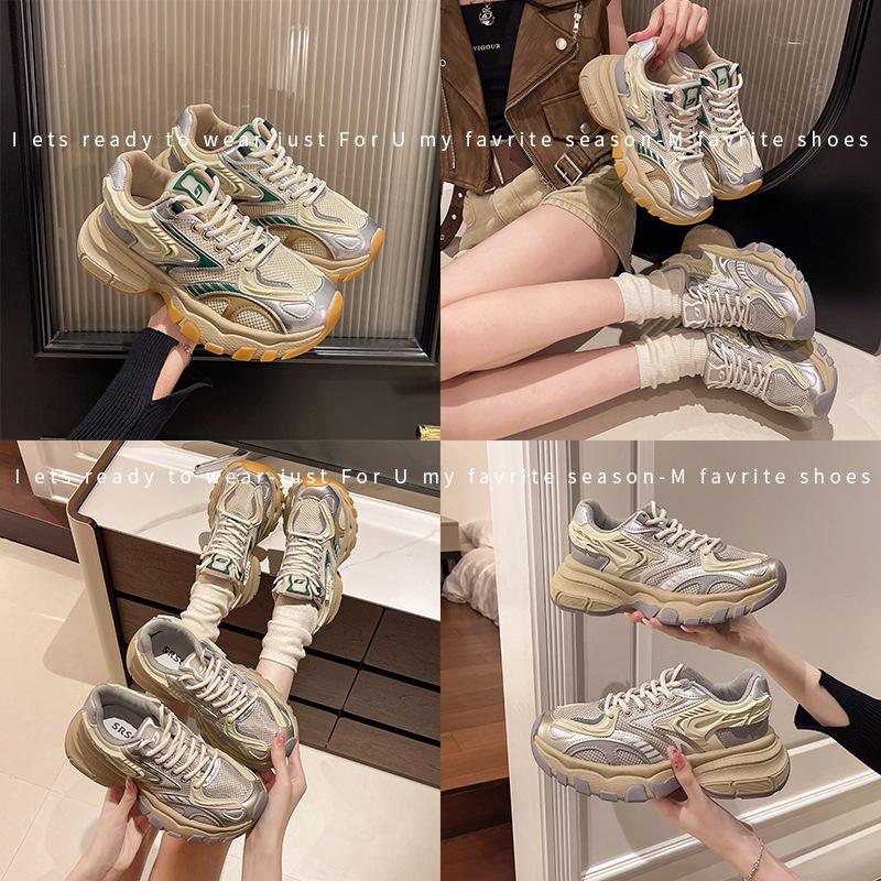 Zhao Ruth, the Same Dad Shoes for Women's 2024 Spring and Autumn New Jogging Shoes, Thick-soled Heightening Casual Sports Shoes