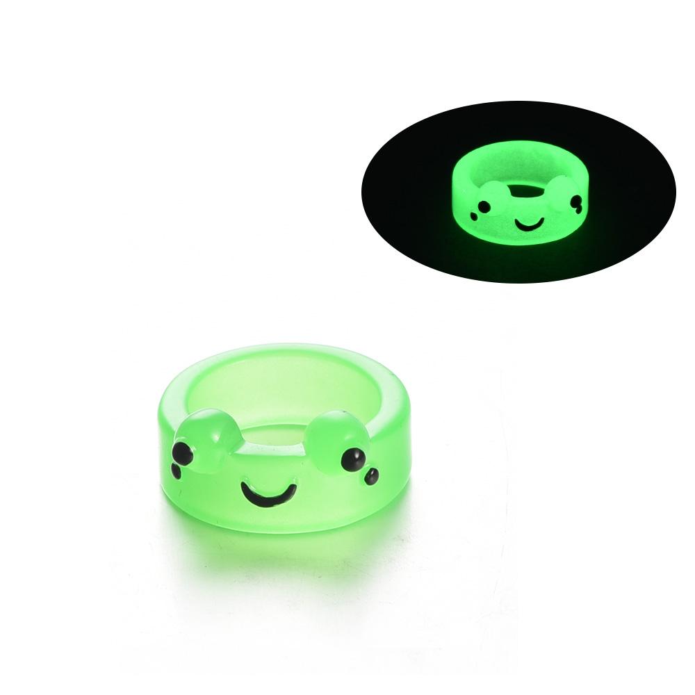 Glow Frog Resin Ring Colorful Acrylic Frog Rings Personality Animal Cartoon Cute Finger Ring Animal Jewelry Girlfriends Gifts