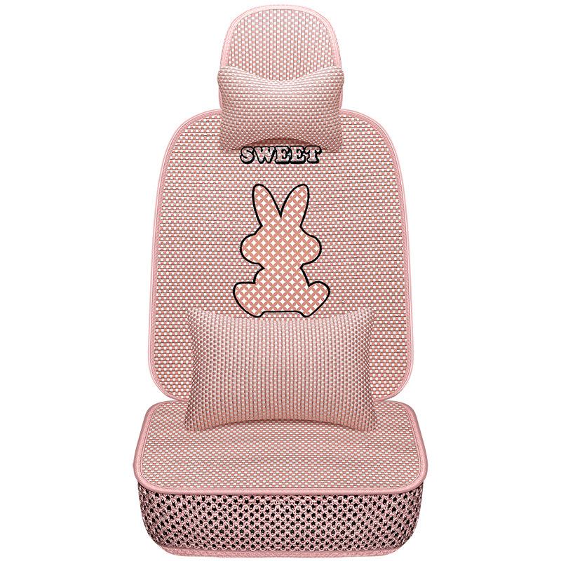 Universal Cartoon Ice Silk Car Seat Cover - Breathable, Cute, Cool, and Full Wrap for All Seasons.