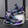 Boys' sneakers mesh breathable 2025 summer new button basketball shoes student fashion middle and older children's shoes trend