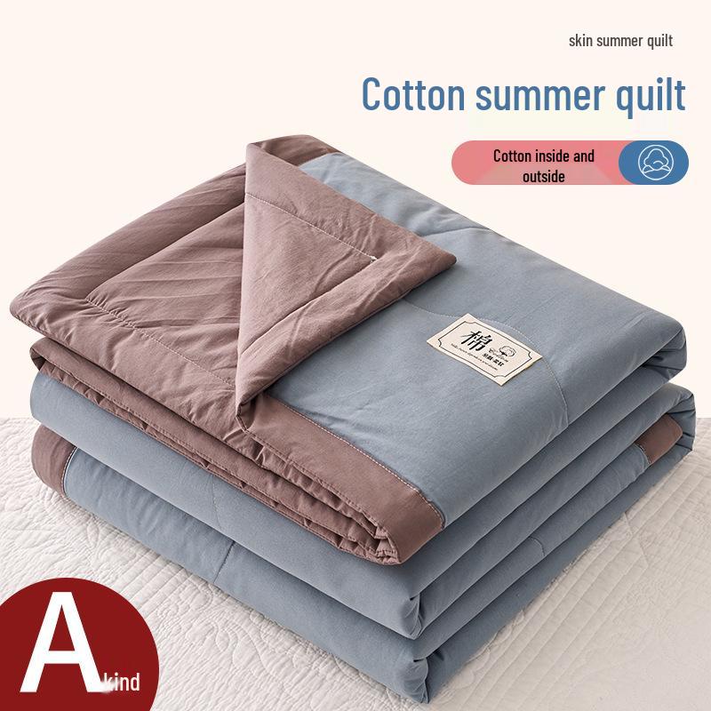 Cotton Solid Color Summer Quilt - Lightweight & Breathable for Dorms and Homes