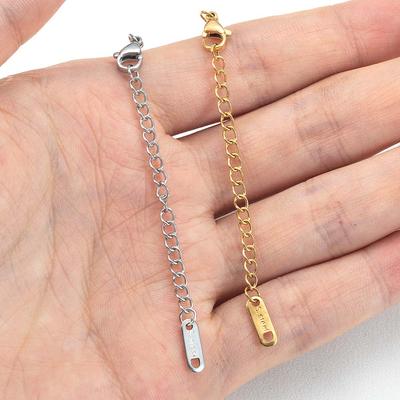 50pcs 10pcs Stainless Steel Extended Extension Tail Chain Lobster Clasps Connector Bracelet Necklace DIY Jewelry Making Finding