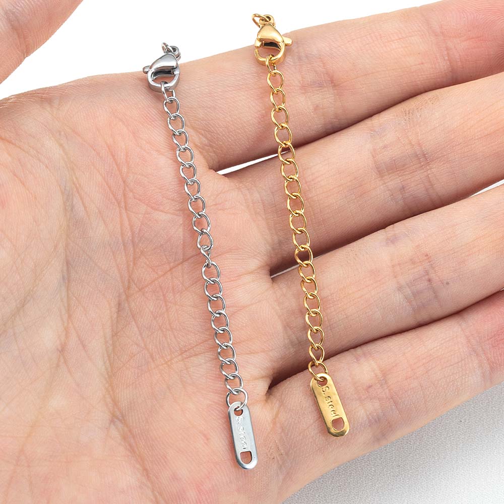 50pcs 10pcs Stainless Steel Extended Extension Tail Chain Lobster Clasps Connector Bracelet Necklace DIY Jewelry Making Finding