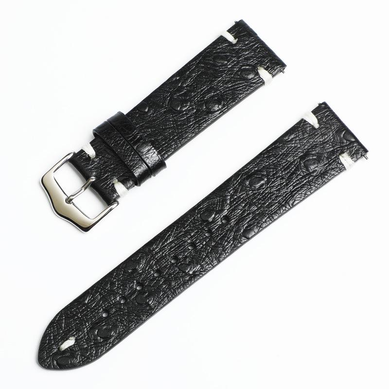 Universal Ostrich Grain Leather Smartwatch Band with Quick Release Buckle