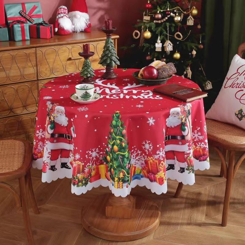 

Большая Рождественская Круглая Скатерть Рождественский Праздник Настольная Скатерть Декор Домов Style C,120cm/47.24in