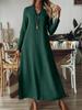 2025 Autumn/Winter Elegant European & American Solid Color Long Sleeve Slimming Maxi Dress