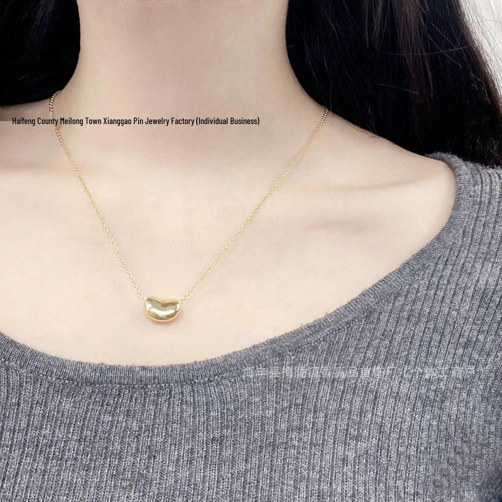 925 Sterling Silver Acacia Bean Necklace - Colorfast, High-End Summer Clavicle Chain, Perfect Valentine's Day Accessory.
