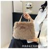 High texture versatile plush oblique span small square bag imitation fox hair high-end women's bag light luxury niche handbag