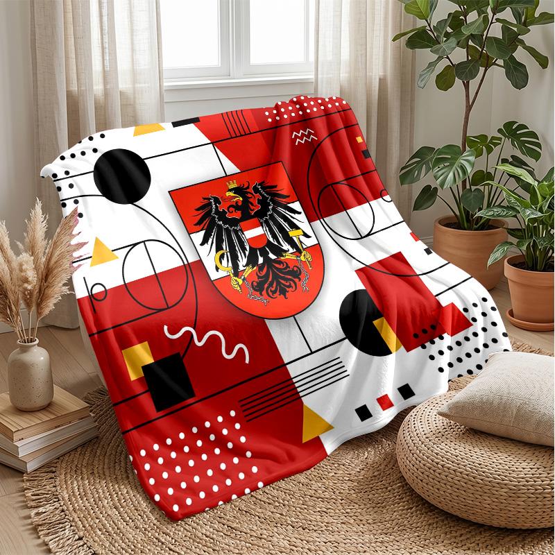 Austria Football Printed Flannel Blanket Skin Friendly Warm Decorative Throw for Indoor Couch Bed Daily Use