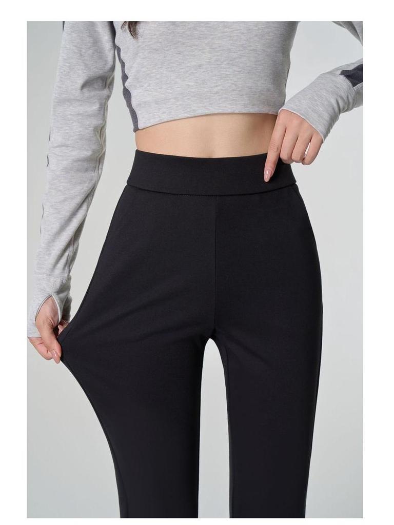 2025 Spring Women's High Waist Black Cigarette Pants - Professional, Casual Nine-Point Trouser Suit