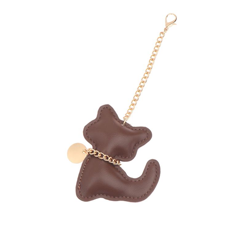 Pu Leather Cat Keychain Cute Animal Keyring Women Bag Charm Handbag Hanging Pendant Decoration Girl Gifts