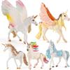 Eye-catching Fantasy Unicorn Rainbow Horse Pvc Model With Adorable Flying Pony And Elf Sheep