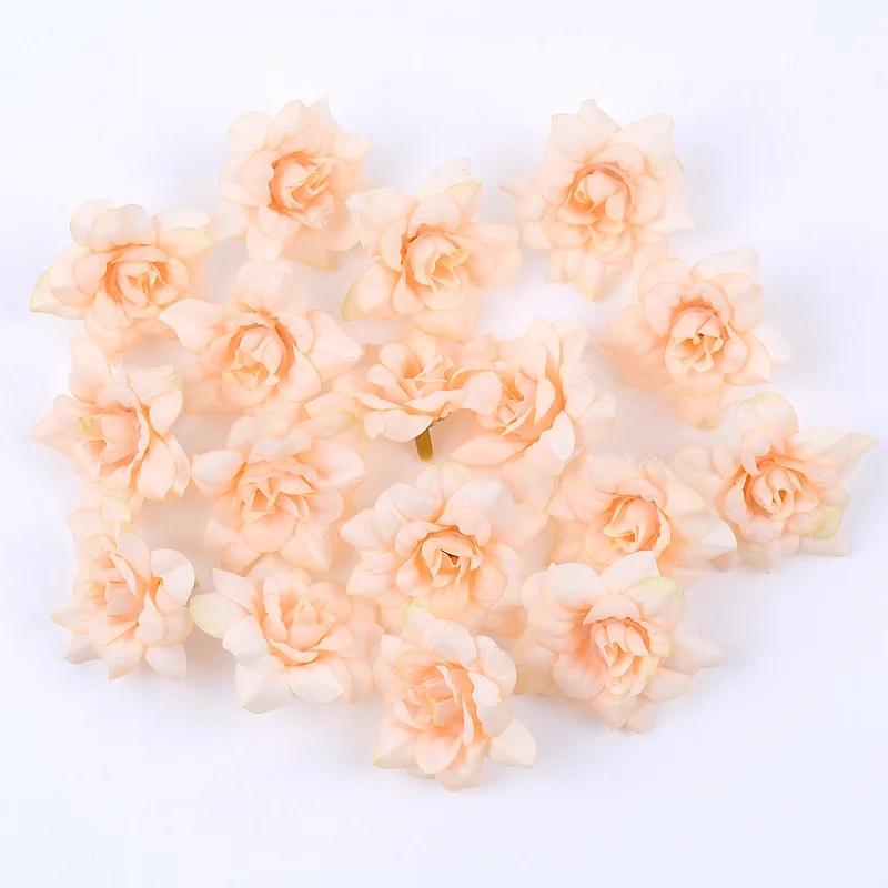 10Pcs Artificial Flower 4.5cm Silk Rose Head For Wedding Home New Year Decoration DIY Garland Scrapbook Gift Box Craft Flowers