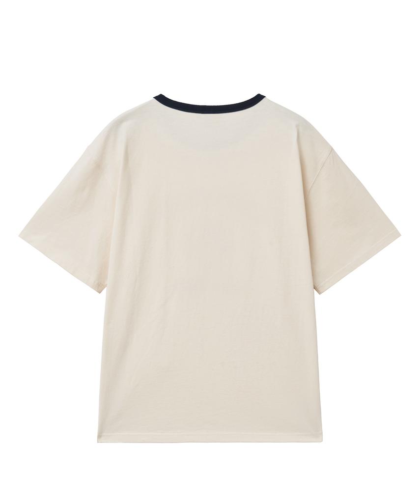 YALE New Haven Graphic Ringer T-Shirt_Cream