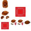 Kids Western Cowboy Hat Glasses Bandana Costume Set With Cotton Fabric For Party Dressup